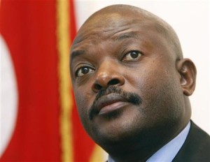 Burundi's President Pierre Nkurunziza holds a news conference in Brussels