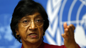 UN High Commissioner for Human Rights Pillay gestures during a news conference at the United Nations in Geneva